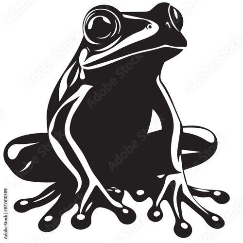 Frog in cartoon, doodle style . Image for t-shirt, web, mobile apps and ui. Isolated 2d vector illustration in logo, icon, sketch style, Eps 10, black and white. AI Generative