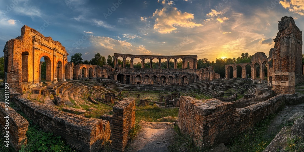 Fototapeta premium Roman amphitheater in ruins 