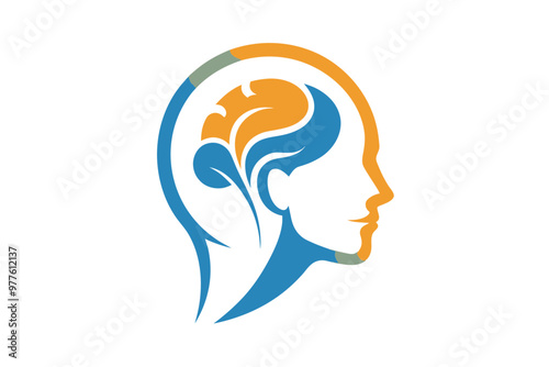 Neuro design with human head minimalist logo vector art illustration photo