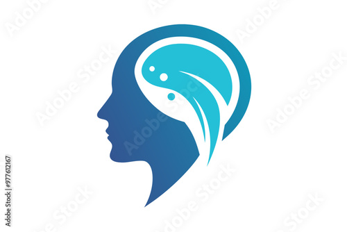 Neuro design with human head minimalist logo vector art illustration photo