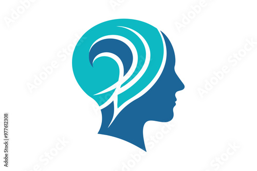 Neuro design with human head minimalist logo vector art illustration photo