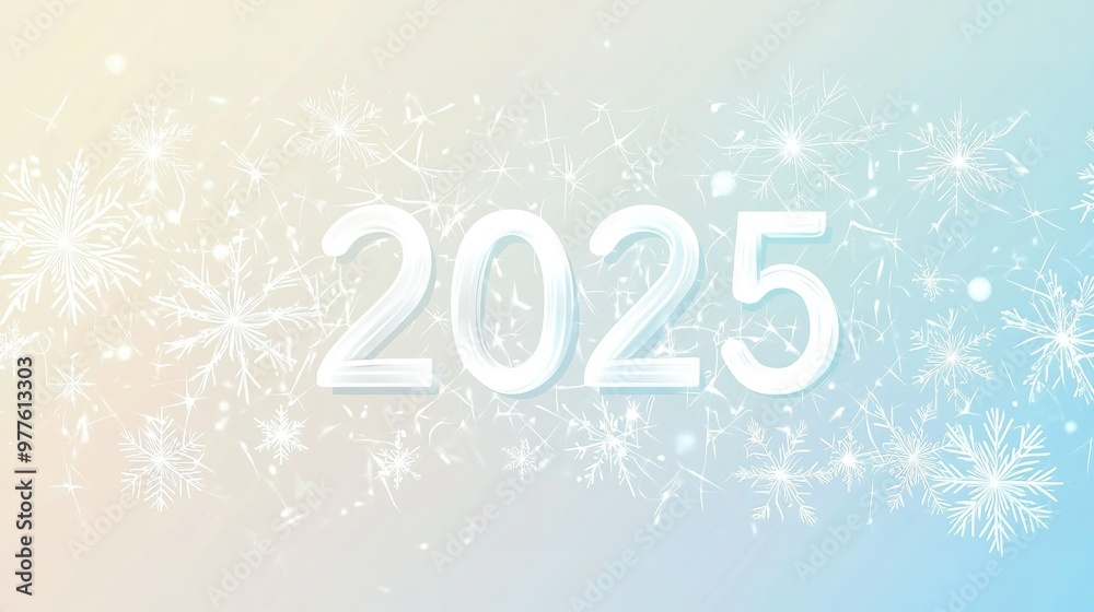Celebratory design featuring the year 2025 with sparkling snowflakes and a light, festive background in a winter atmosphere Celebratory design featuring the year 2025 with sparkling snowflakes and a light, festive background in a winter atmosphere