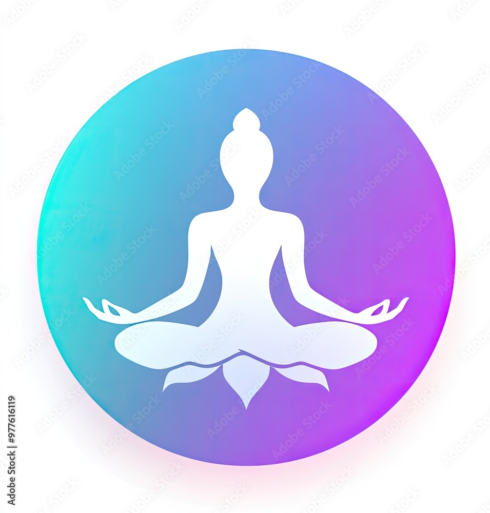 Meditation Silhouette with Colorful Gradient Circle Meditation Silhouette with Colorful Gradient Circle