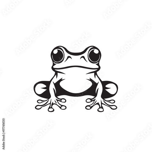 Frog in cartoon, doodle style . Image for t-shirt, web, mobile apps and ui. Isolated 2d vector illustration in logo, icon, sketch style, Eps 10, black and white. AI Generative