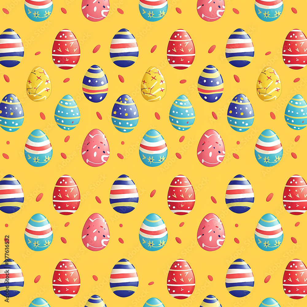 easter eggs pattern on yellow background easter eggs pattern on yellow background