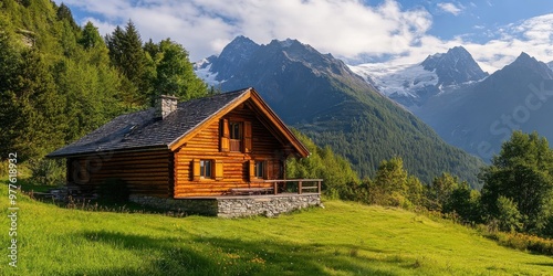 wooden chalet in the mountains 