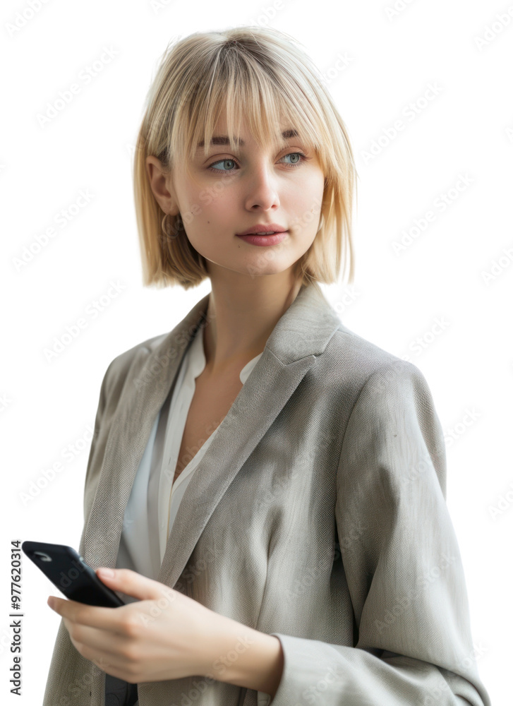 PNG Professional woman holding smartphone PNG Professional woman holding smartphone