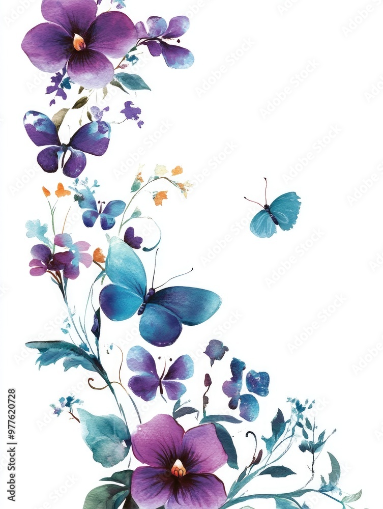 Colorful Flowers and Butterflies Nature Art Colorful Flowers and Butterflies Nature Art