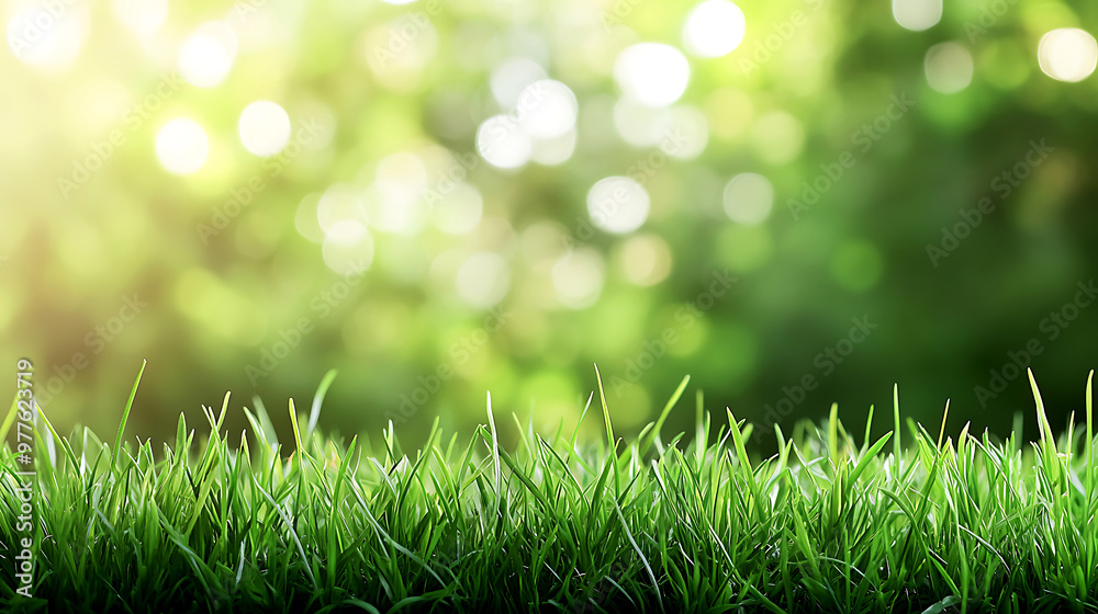 close-up of lush grass against a hazy backdrop of a garden. close-up of lush grass against a hazy backdrop of a garden.