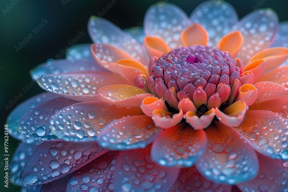 A high-resolution macro shot of a colorful flower with intricate details  