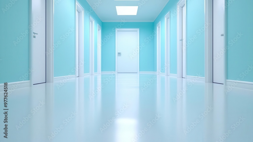 Clean, empty hospital hallway with soft natural light, minimalist architecture, health care setting Clean, empty hospital hallway with soft natural light, minimalist architecture, health care setting