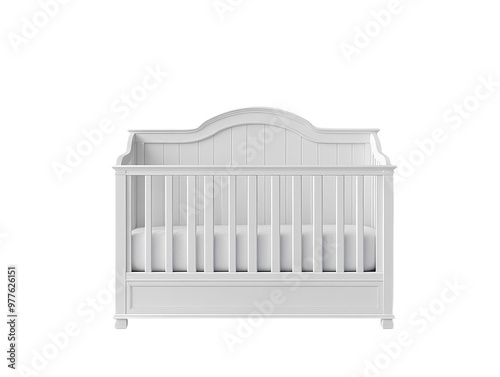 Wallpaper Mural White baby crib with classic design on white background. PNG transparent. Torontodigital.ca