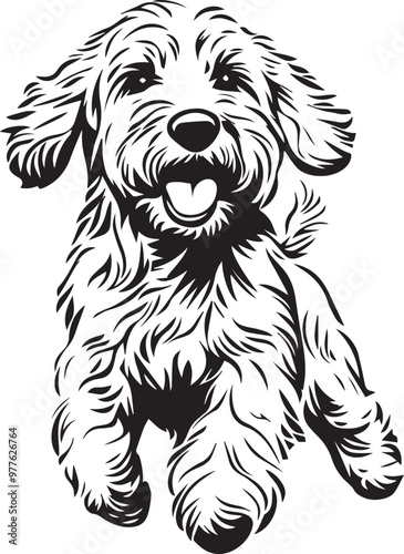 black and white goldendoodle puppy