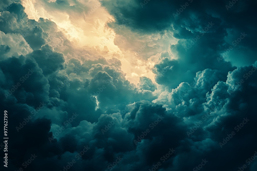 Abstract Sky with Dramatic Clouds and Light Rays, Nature Background Abstract Sky with Dramatic Clouds and Light Rays, Nature Background