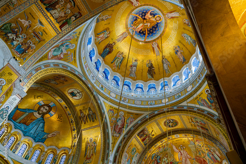 Interior of Church of Saint Sava in Belgrade, Serbia photo