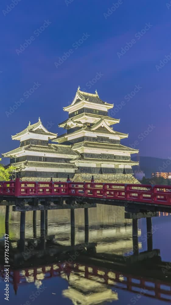 Matsumoto Nagano Japan time lapse night at Matsumoto Castle (Vertical) Matsumoto Nagano Japan time lapse night at Matsumoto Castle (Vertical)