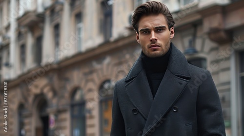 Stylish man in a tailored coat on an urban street