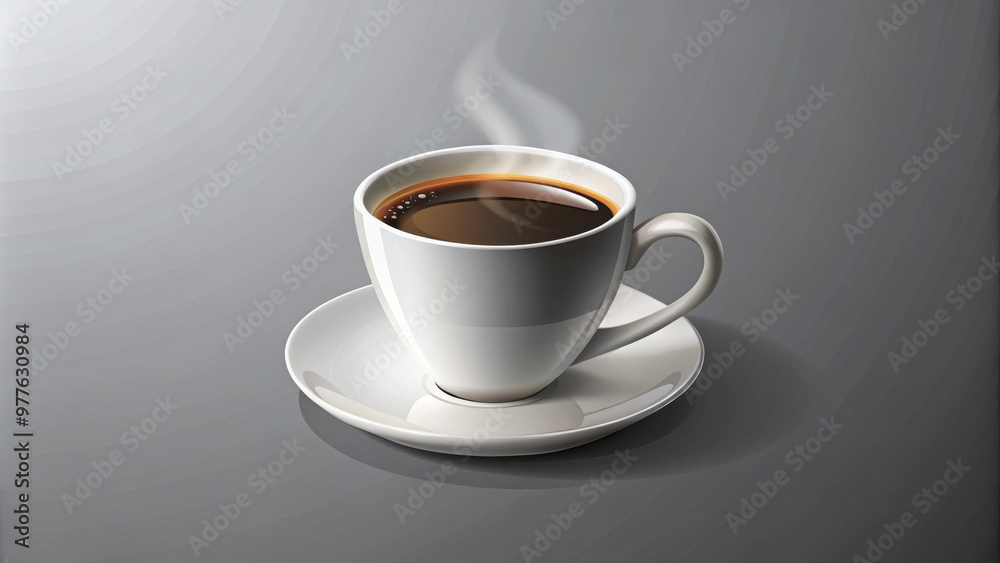 A steaming coffee cup on grey background evokes warmth and comfort, perfect for coffee lovers. This illustration captures essence of cozy moment A steaming coffee cup on grey background evokes warmth and comfort, perfect for coffee lovers. This illustration captures essence of cozy moment