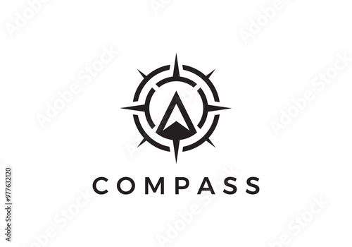 compass north simple modern logo design template	
