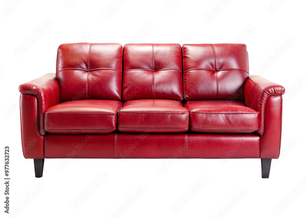 Elegant Red Leather Sofa Png. Luxurious Comfort and Modern Design Elegant Red Leather Sofa Png. Luxurious Comfort and Modern Design