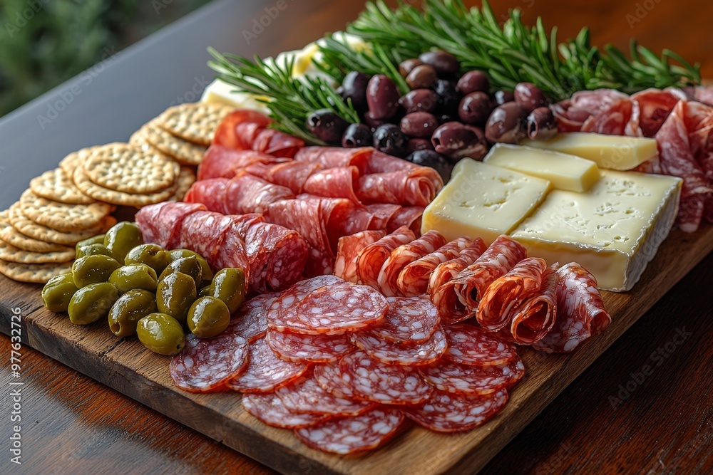 Antipasto platter with prosciutto crudo or jamon, ham, salami, cheese, olives and grapes/ Elegant charcuterie board with a variety of cured meat.
Antipasto platter with prosciutto crudo or jamon, ham, salami, cheese, olives and grapes/ Elegant charcuterie board with a variety of cured meat.