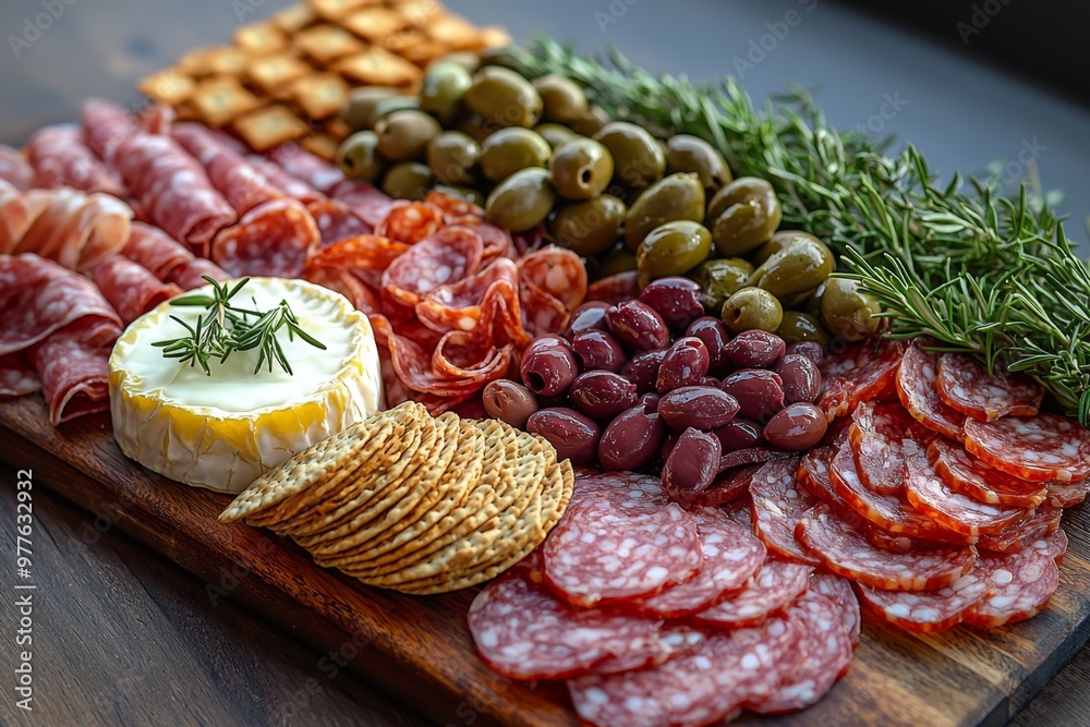 Antipasto platter with prosciutto crudo or jamon, ham, salami, cheese, olives and grapes/ Elegant charcuterie board with a variety of cured meat.
Antipasto platter with prosciutto crudo or jamon, ham, salami, cheese, olives and grapes/ Elegant charcuterie board with a variety of cured meat.