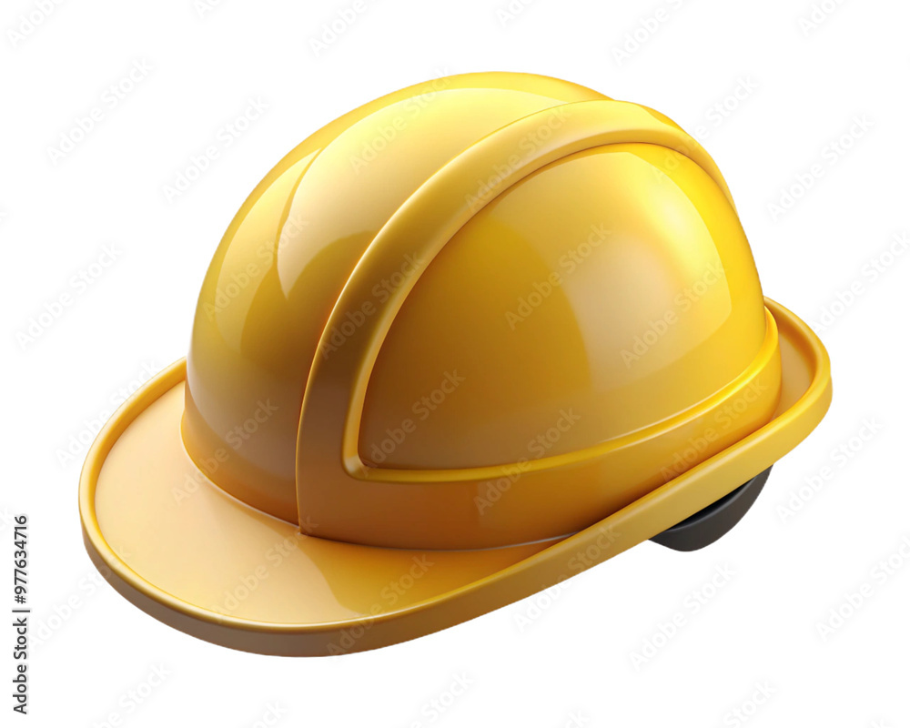 Fototapeta premium Realistic Yellow Hard Hat on Clear Background: Essential for Workplace Safety Visuals