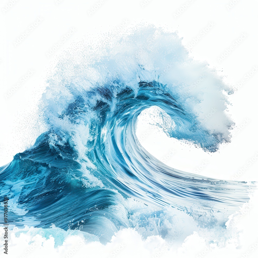 A large wave crashing on a white background A large wave crashing on a white background