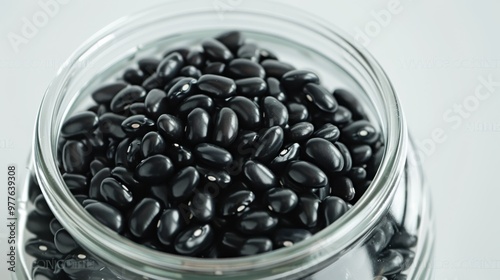 A jar full of black beans