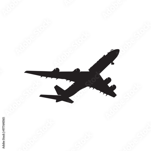 Airplane silhouette vector. Plane logo, icon. Plane vector design isolated on white background.