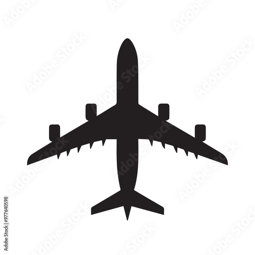 Airplane silhouette vector. Plane logo, icon. Plane vector design isolated on white background.