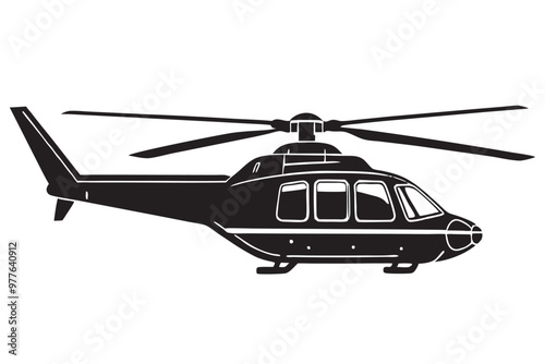 A modern helicopter silhouette vector,icon on white background.