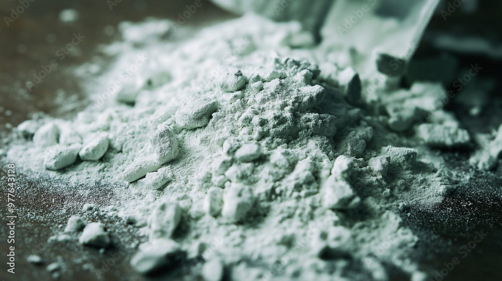 Pile of heroin powder being scooped with razor blade Pile of heroin powder being scooped with razor blade