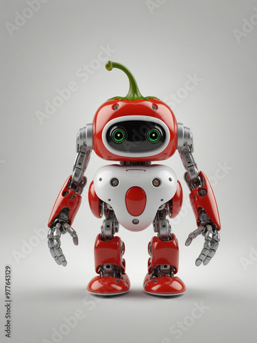 Tiny humanoid robot made with bell peppers  photo