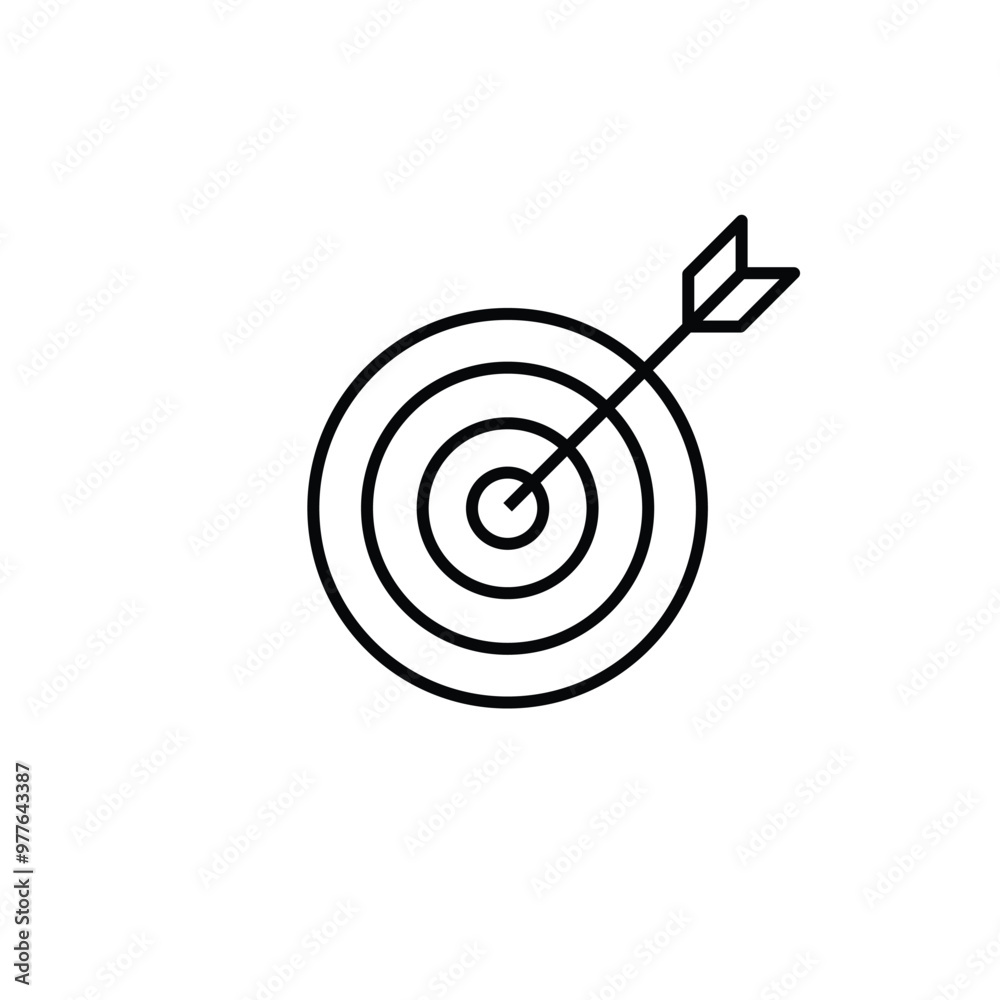 A dartboard icon with an arrow hitting the target represents achieved goals and targets A dartboard icon with an arrow hitting the target represents achieved goals and targets