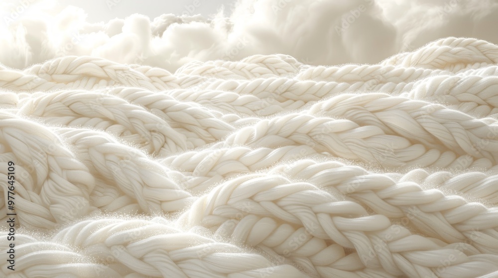 A digital art rendering of an endless pile of white knitted fabric, creating the appearance of snow on top A digital art rendering of an endless pile of white knitted fabric, creating the appearance of snow on top