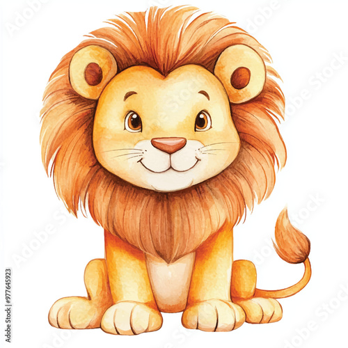 Lion watercolor clipart illustration isolated