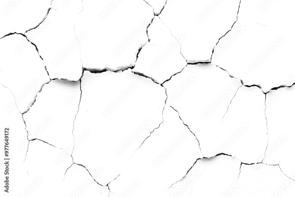 Obraz premium Cracked white surface or PNG showcasing weathered texture and patterns