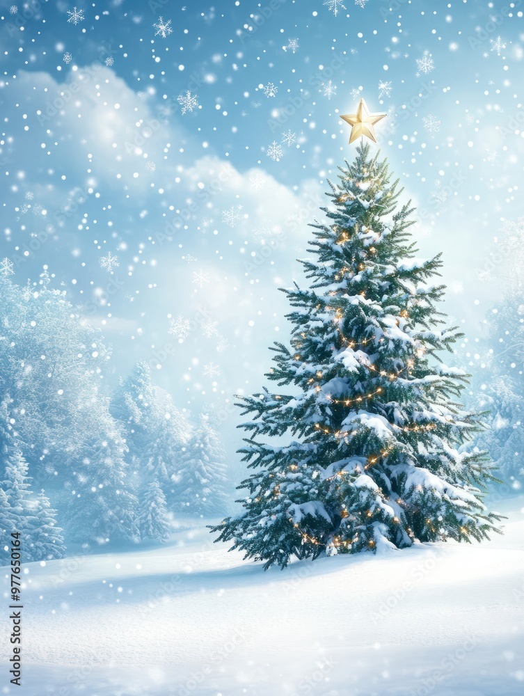 Winter christmas background with snow tree and lots of copy spac Winter christmas background with snow tree and lots of copy spac