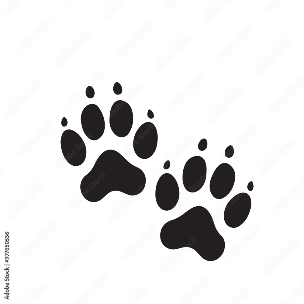 Paw print vector silhouette. Paw print logo, icon. Cat footprint vector design. paw print vector isolated on white background. Paw print vector silhouette. Paw print logo, icon. Cat footprint vector design. paw print vector isolated on white background.