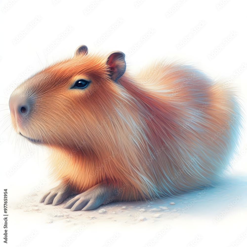 흰 배경, 카피바라, 파스텔화 (White background, capybara, pastel painting) 흰 배경, 카피바라, 파스텔화 (White background, capybara, pastel painting)