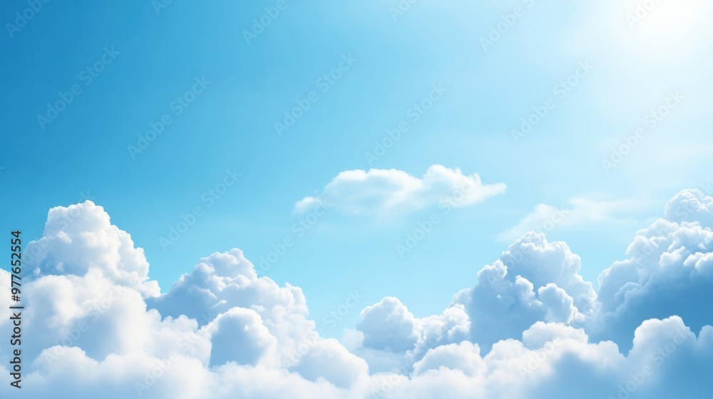 A serene view of fluffy clouds against a bright blue sky, perfect for nature and tranquility themes in visual projects. A serene view of fluffy clouds against a bright blue sky, perfect for nature and tranquility themes in visual projects.