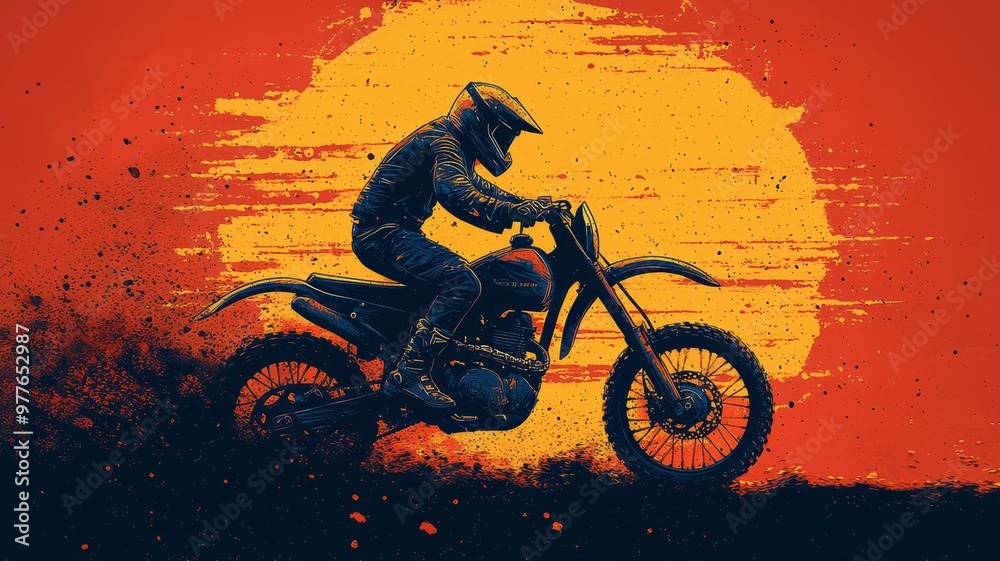 Motocross Rider Silhouette at Sunset Motocross Rider Silhouette at Sunset