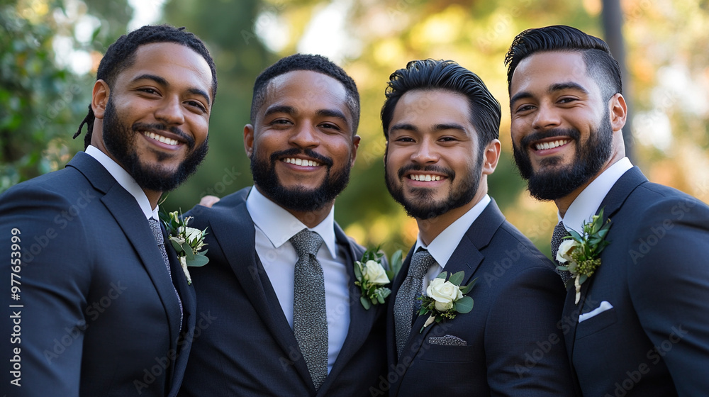 Groom with friends. Groom with friends.