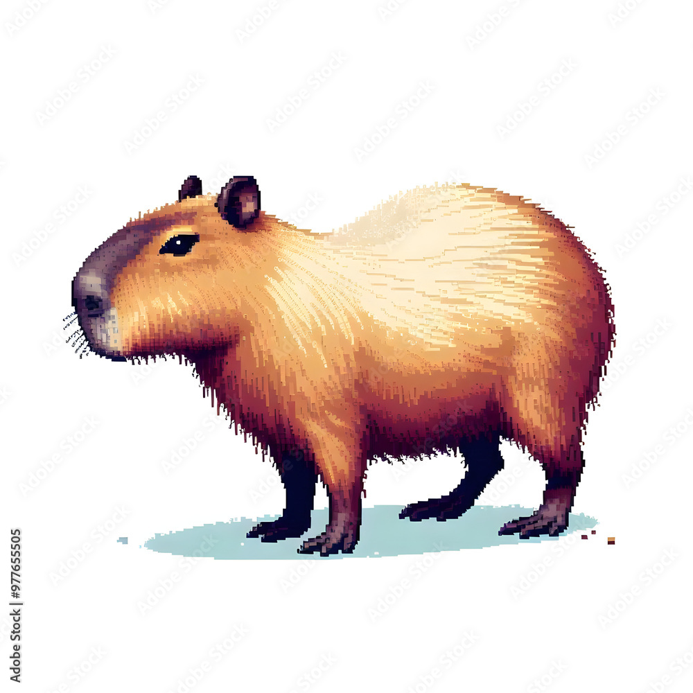 Fototapeta premium 카피바라, 픽셀아트 (Capybara, pixel art)
