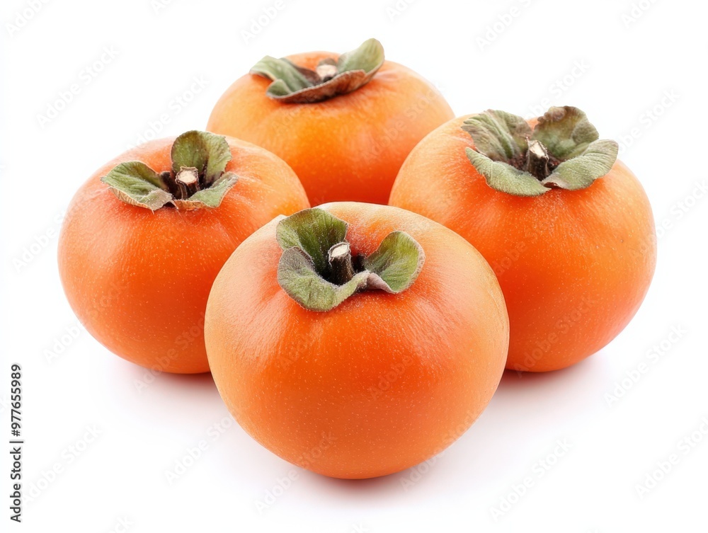 Fuyu Persimmon: Fresh and Organic Asian Edible Fruit on White Background Fuyu Persimmon: Fresh and Organic Asian Edible Fruit on White Background