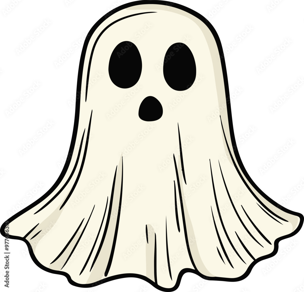 Cartoon Ghost with Big Eyes and Surprised Expression Cartoon Ghost with Big Eyes and Surprised Expression