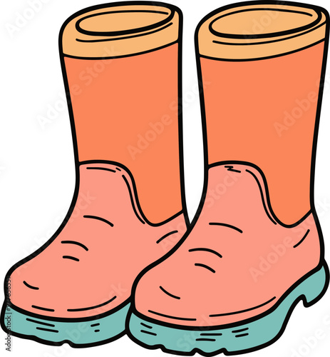 Colorful Cartoon-Style Rubber Boots Illustration