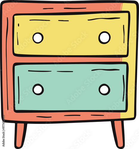 Colorful Vector Illustration of a Modern Chest of Drawers