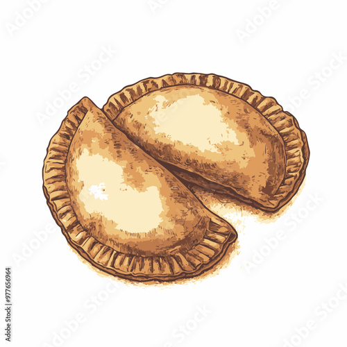 Illustration of Golden Empanadas on White Background